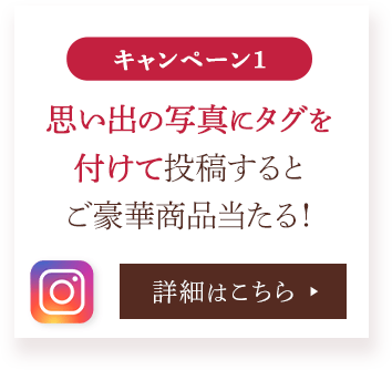 思い出の写真にタグを付けて投稿すると、ご豪華商品当たる!