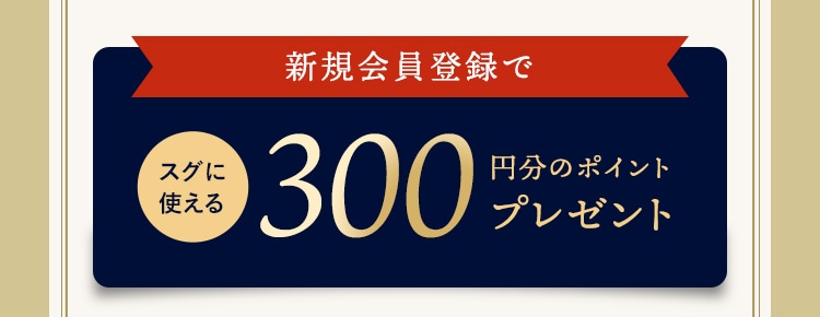 キャンペーン期間中、新規会員登録でスグに使える300円分のポイントプレゼント