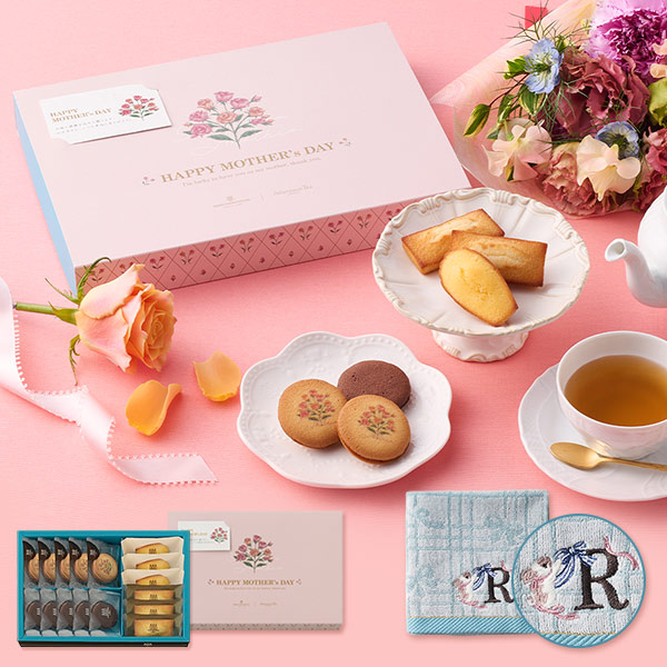 《お届けは4/11から》ラング・ド・シャ・アソート<イニシャルタオル付き母の日ボックス・R> 4種16個入