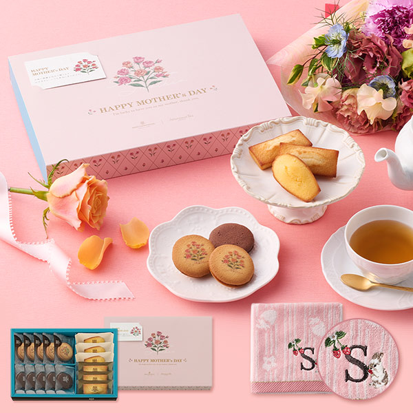 《お届けは4/11から》ラング・ド・シャ・アソート<イニシャルタオル付き母の日ボックス・S> 4種16個入