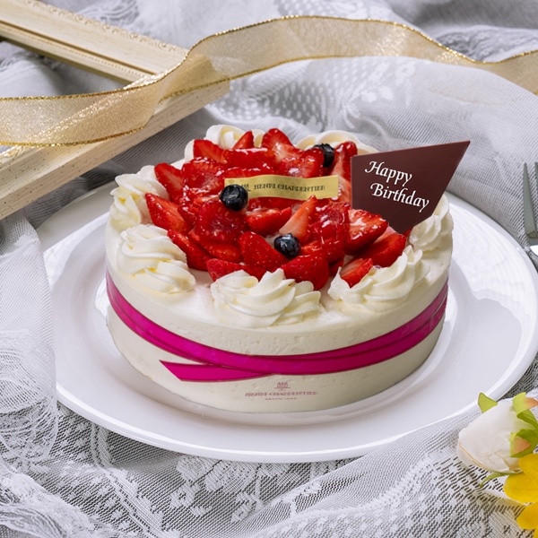 【店舗受取】セミオーダーケーキ(プレーンクリーム＋いちご)　15cm