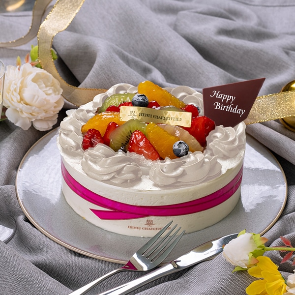 【店舗受取】セミオーダーケーキ(プレーンクリーム＋フルーツミックス)　18cm