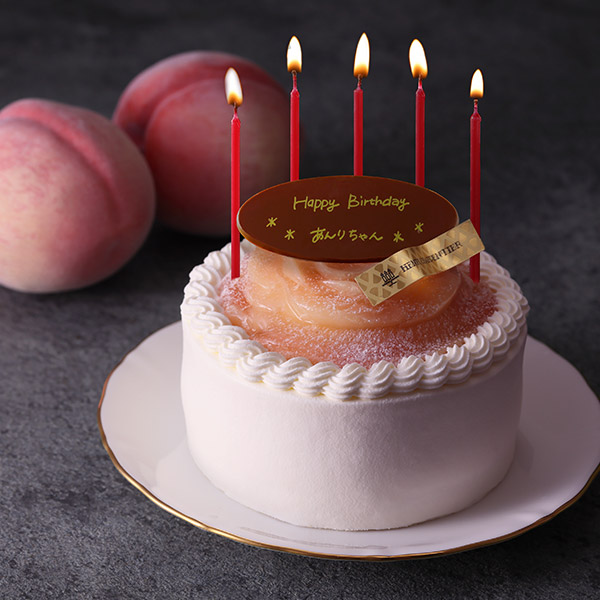 【チョコプレート付】ザ・ショートケーキ<華やぐ桃のコンポート>12cm