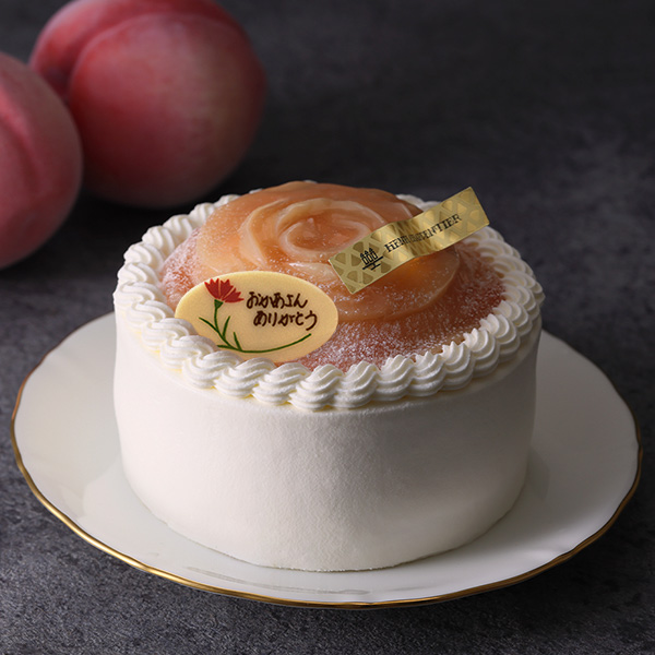 《お届けは4/5から》ザ・ショートケーキ<華やぐ桃のコンポート><母の日プレート付>12cm