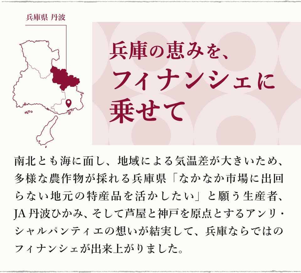 兵庫の恵をフィナンシェにのせて