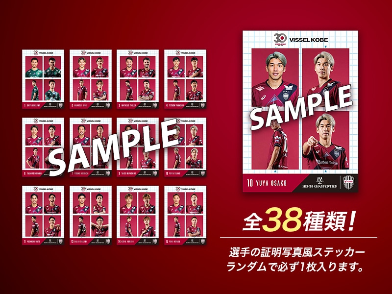 全38種類！選手の証明写真風ステッカー　ランダムで必ず1枚入ります。