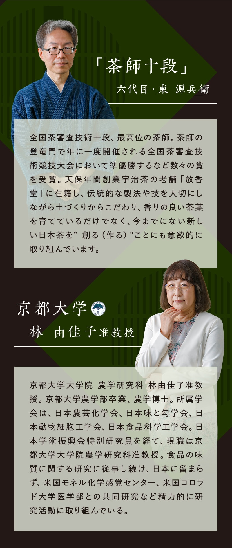 茶師十段 六代目 東源兵衛氏 京都大学　農学研究科　林由佳子准教授